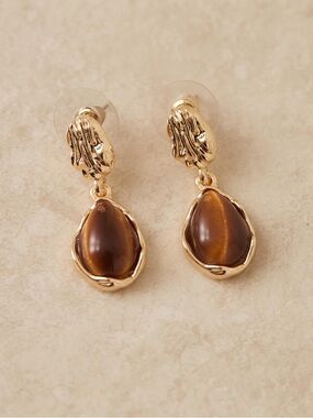 5/$15 🩷 MUST BUNDLE NWT Fashion Jewelry Brown & Gold Teardrop Drop Earrings